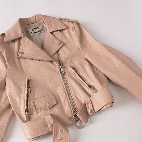 Acne Studios Crop Leather Biker Jacket - Picture 2 of 5